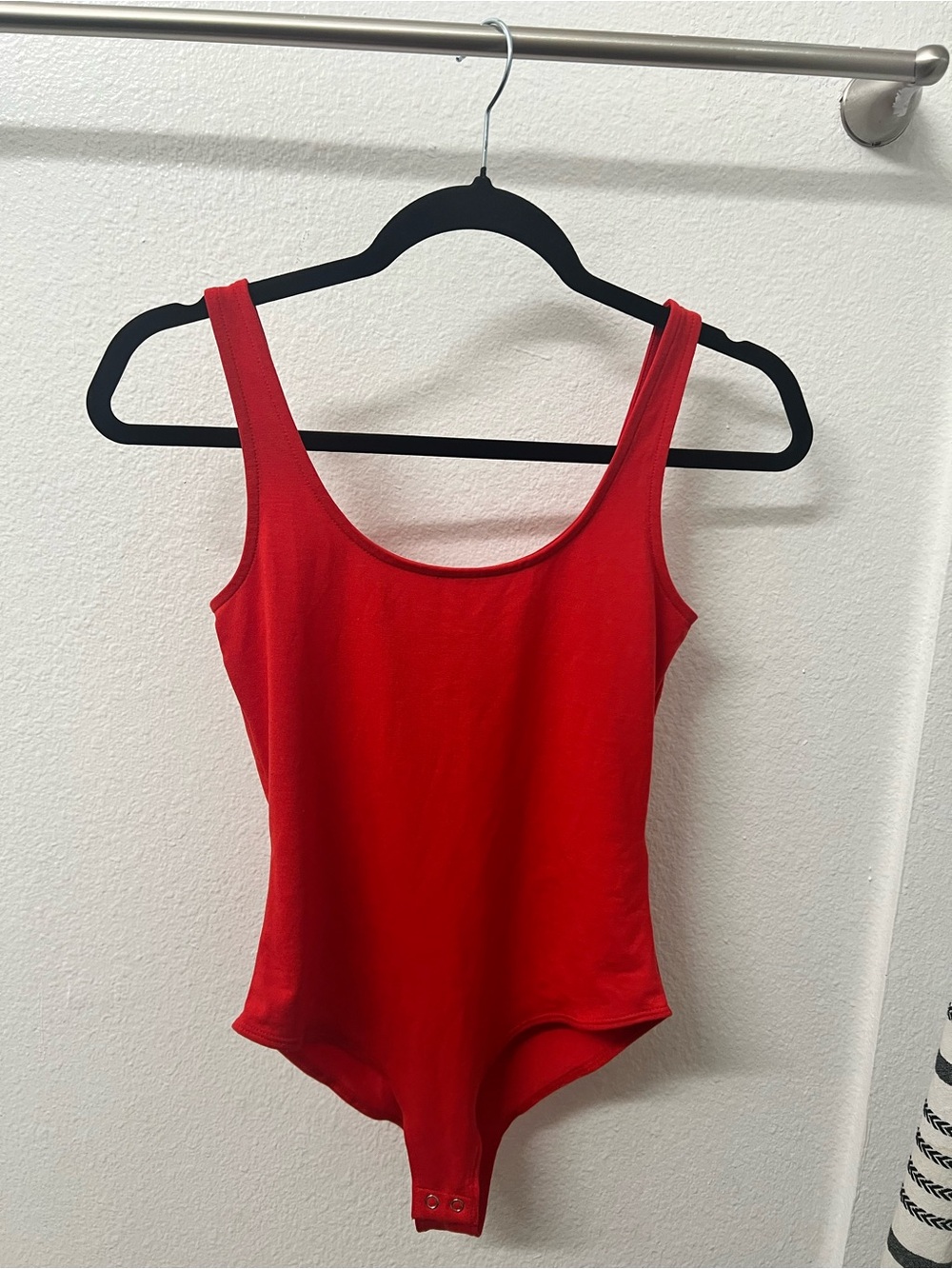 Red Scoop Neck Bodysuit